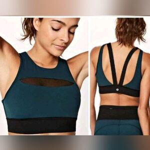 Lululemon Run The Day Bra Submarine Mesh Long Line Nulux Sz 8